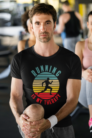 "Running is My Therapy" Male Silhouette Unisex Tee