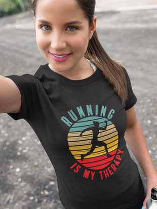 "Running is My Therapy" Female Silhouette Unisex Tee